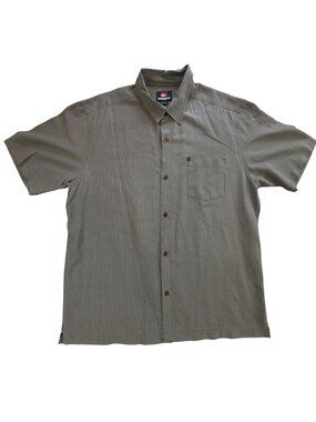 Quiksilver Button-Up Shirt Mens XL Brown Check Short Sleeve Lightweight Casual